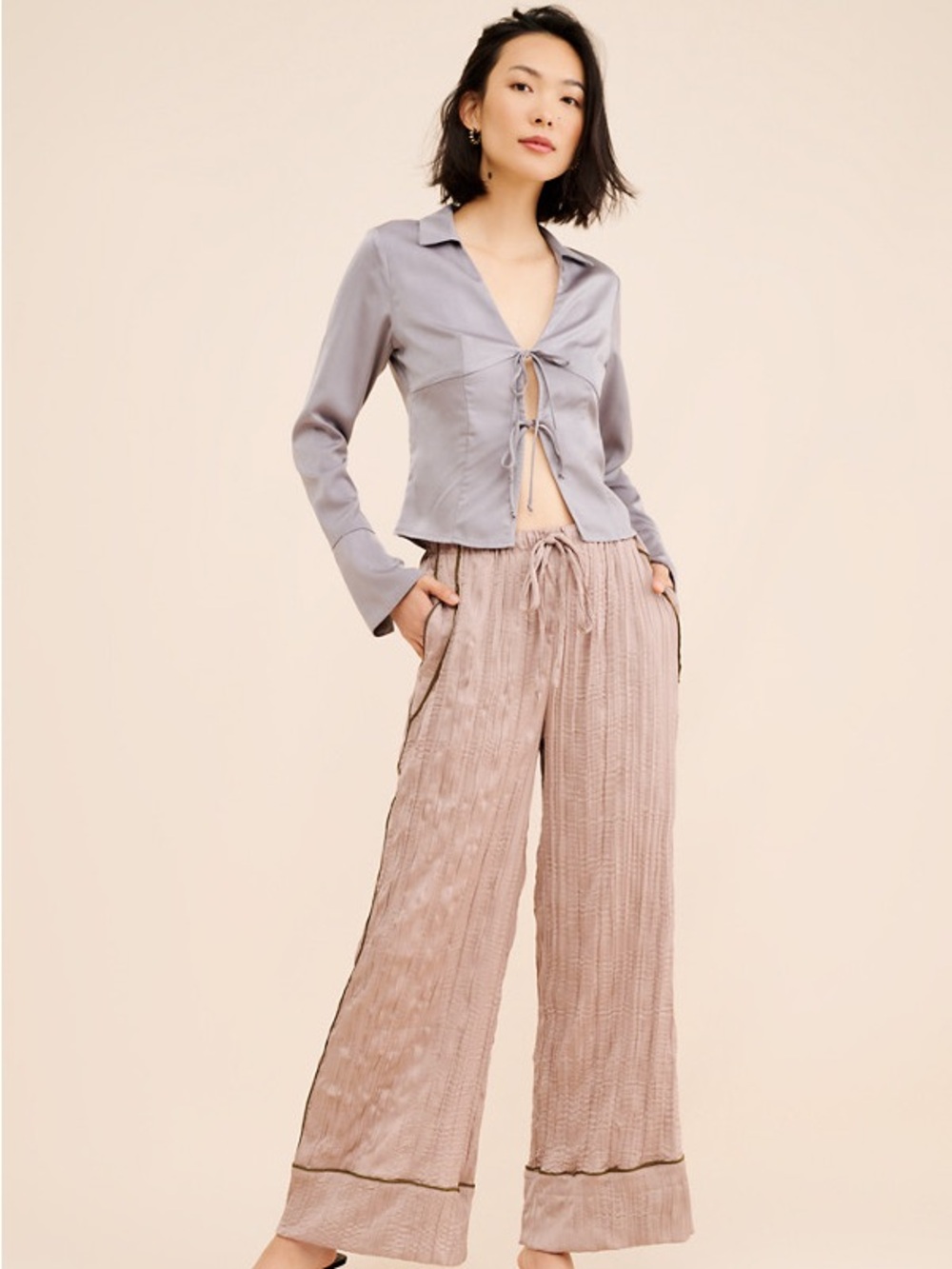 Free People silky drawstring jogger pants size M